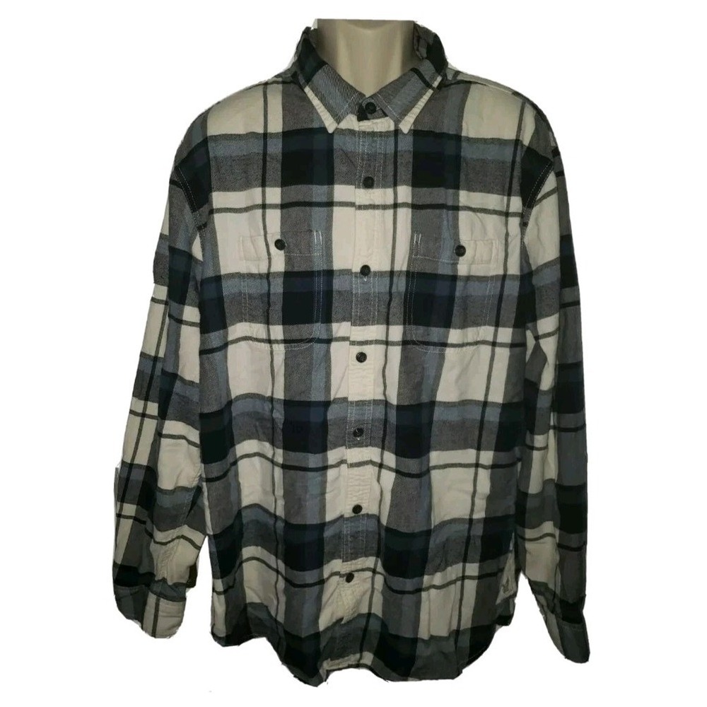 American Eagle Outfitters Men's 2XL Y2K Flannel button Shirt Prep Fit Blue Plaid